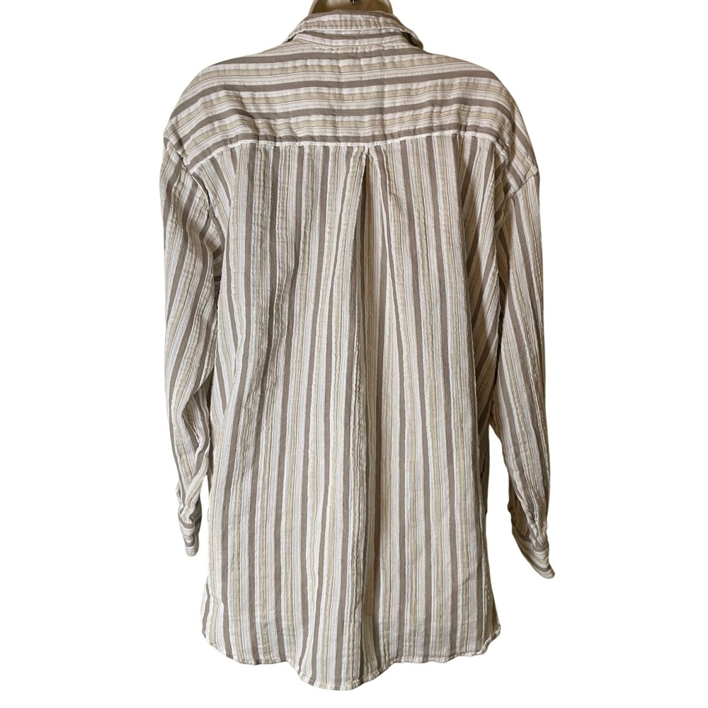 Aerie Day-Off Cover Up Shirt Size XL Striped Gauzy Cotton Casual Beach Vacation - Picture 2 of 11